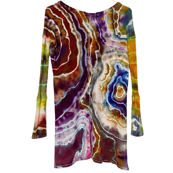 Free People Thermal Tunic Tee Shirt Womens Size XS Small Oversized Tie Dye Multi - Picture 2 of 12